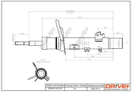 Амортизатор (передній) Peugeot 207/Citroen C3 1.4/1.6HDi/VTi 06- (R) (Gas) Drive+ DP1610.10.0176