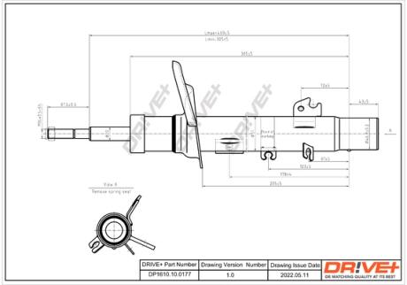 Drive+ Амортизатор (передній) Peugeot 207/Citroen C3 1.4/1.6HDi/VTi 06- (L) (Gas) Drive+ DP1610.10.0177