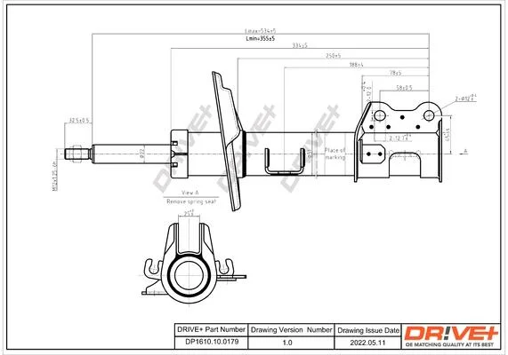 Амортизатор (передній) Fiat Doblo 10- (R) (Газ) Drive+ DP1610.10.0179 (фото 1)