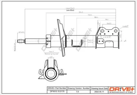 Амортизатор (передній) Fiat Doblo 10- (R) (Газ) Drive+ DP1610.10.0179