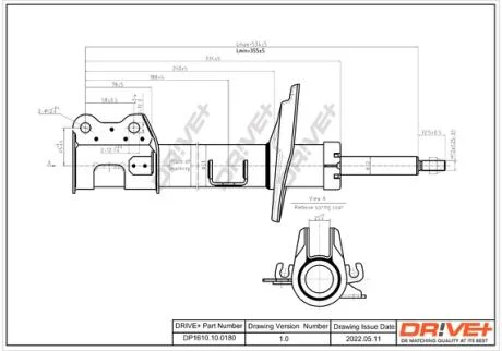 Амортизатор (передній) Fiat Doblo 10- (L) (Газ) Drive+ DP1610.10.0180
