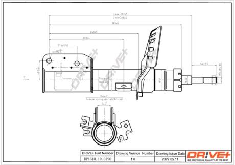 Drive+ Амортизатор (передній) Citroen Jumpy/Fiat Scudo/Peugeot Expert 07- (R) (Газ) Drive+ DP1610.10.0190