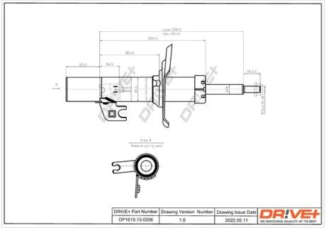Амортизатор (передній) лівий PEUGEOT 107/CITROEN C1 /TOYOTA AYGO (B10) 05- Drive+ DP1610.10.0206
