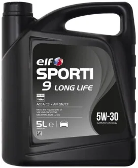 Масла моторные SPORTI 9 LONG LIFE 5W-30 (Канистра 5л) ELF 214251