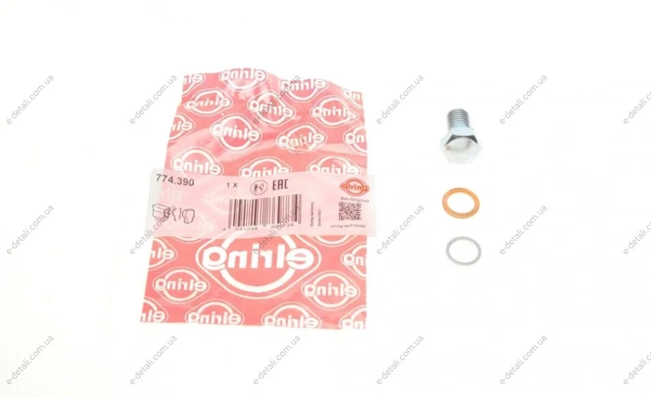 Болт зливу оливи + шайба BMW 3 (E20/E36/E39/E46)/5 (E60)/7 (E23/E32/E65)/8 (E31) -10 (M12x1.5x18) ELRING 774.390 (фото 1)