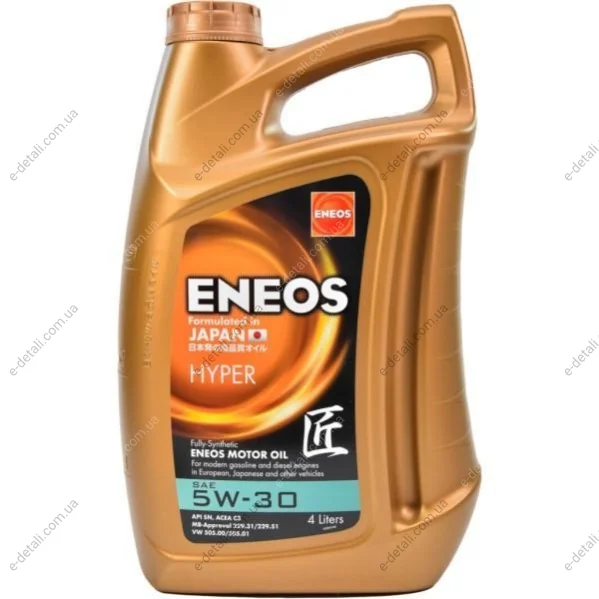 Масло ДВС 5W-30 ENEOS HYPER API SN, ACEA C3, GM Dexos 2, 4л, синт. Eneos EU0030301N (фото 1)