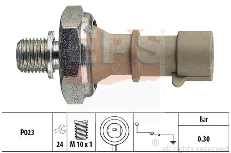 OPEL датчик тиску мастила Astra G/H 1,6 04-, (сірий) (0,3bar) EPS 1.800.162 (фото 1)