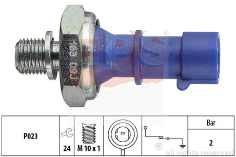 OPEL датчик тиску мастила Astra H 1,6 04-, (синій) (2bar) EPS 1.800.163 (фото 1)