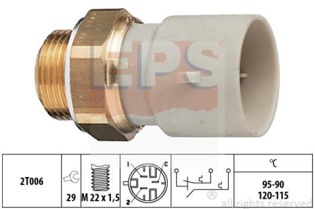 OPEL темп. датчик включення вент. радіатора Astra F,Vectra A EPS 1.850.655 (фото 1)