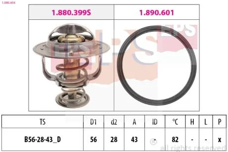 MITSUBISHI Термостат (Made in Italy!) Carisma 1.6/1.8 95-,Pajero,Galant 94-,Grandis,Outlander,Volvo EPS 1.880.404