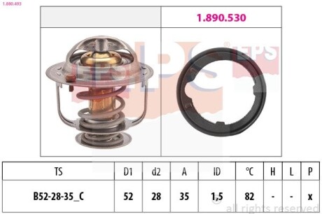 HONDA Термостат ACCORD VIII 2.0 08-15, CIVIC IX (FK) 1.8 i-VTEC 12-, CR-V III (RE_) 2.0 i-VTEC 07-12 EPS 1.880.493