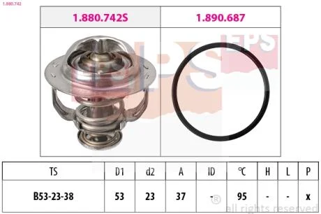 VW термостат (Made in Italy!) з прокладкою Golf VI,VII,Passat,Polo,Skoda,Audi 1.4/2.0TSI/TFSI 07- EPS 1.880.742