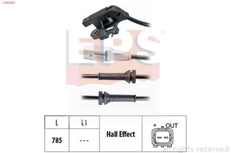 CITROEN датчик ABS передн. PEUGEOT 307, Citroen C4 EPS 1.960.031