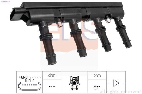 OPEL котушка запалювання Astra J,Corsa D,E,Insignia,Meriva,Chevrolet Aveo EPS 1.970.547