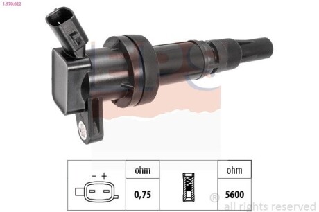 KIA Котушка запалювання CEED (JD) 1.4 15-, RIO IV (YB, SC, FB) 1.4 17-, STONIC (YB) 1.4 17-, HYUNDAI EPS 1.970.622