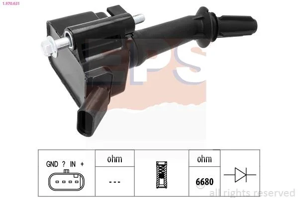 OPEL Котушка запалювання ASTRA K Sports Tourer 1.4 Turbo 15-, CORSA E (X15) 1.0 14- EPS 1.970.631 (фото 1)