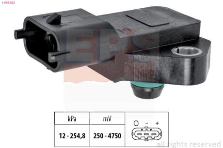 OPEL датчик тиску в впускн.колектор Astra G/H,Corsa C,Meriva 1.7CDTi 03- EPS 1.993.022