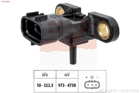 TOYOTA Датчик тиску наддуву LAND CRUISER 300 (_J3_) 3.4 (VJA300) 21-, LEXUS GS (_L1_) 200t (ARL10_, ARL10R) 15- EPS 1.993.408