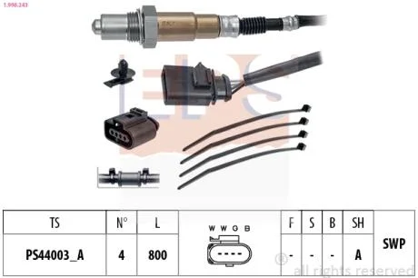 Лямбда-зонд VW 1,8-2,0TSI/TFSI/GTI 04-. EPS 1.998.243
