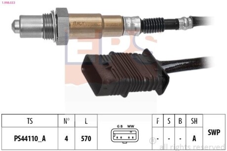 BMW Лямбда-зонд 1 (F20) 125 i 12-, 3 (F30, F80) 320 i 12-, X1, X3, X4, X5 EPS 1.998.553