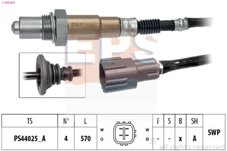 TOYOTA Лямбда-зонд PRIUS Liftback 1.5 Hybrid 03-09, YARIS 1.33 08-11 EPS 1.998.607