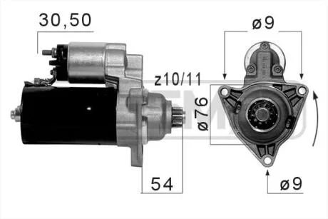 Стартер VW T4 90-03 (12V/2kw) (z=10/11) ERA 220054A