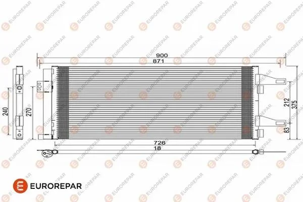 Радіатор кондиціонера Citroen Jumper/Peugeot Boxer/Fiat Ducato 2.0-3.D 06- EUROREPAR 1610161780 (фото 1)