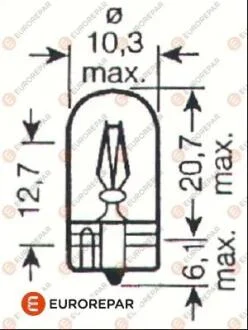 Лампа накаливания W5W 12V 5W EUROREPAR 1616431580
