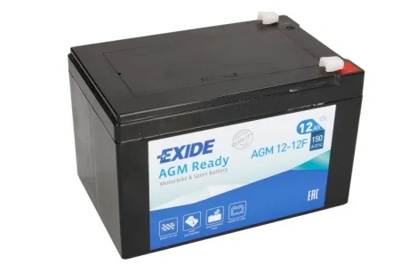 Аккумуляторная батарея 12Ah/150A (150x100x100/+L/B0) (AGM) (мото) EXIDE AGM1212F