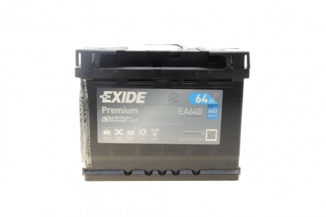 АКБ 6СТ-64 R+ (пт640) (необслуж) Premium EXIDE EA640 (фото 1)