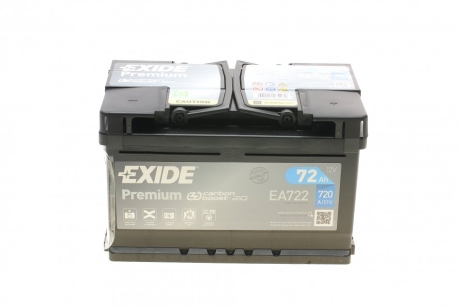 АКБ 6СТ-72 R+ (пт720) (необслуж) (низкий) Premium EXIDE EA722 (фото 1)
