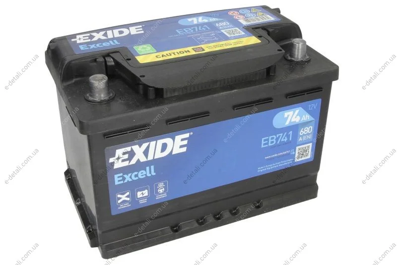 Стартерная батарея (аккумулятор) EXIDE EB741 (фото 1)