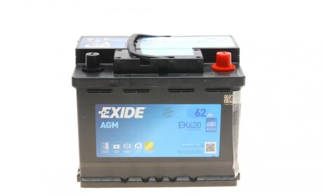 Аккумулятор 62Ah-12v AGM (242х175х190),R,EN680 EXIDE EK620