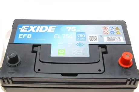 Акумуляторна батарея 75Ah/750A (270x173x222/+R/B0) (Start-Stop EFB) Азія EXIDE EL754