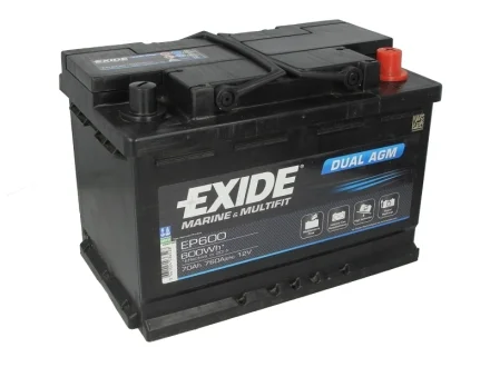 Акумулятор для спецтехніки DUAL AGM; MARINE/RV EXIDE EP600