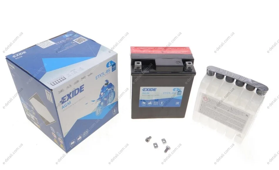 Акумулятор 6Ah 100A EXIDE ETX7L-BS (фото 1)