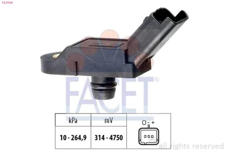 Датчик давления наддува Citroen C4/C5 / Peugeot 207/308 1.6 i 06-> FACET 10.3164