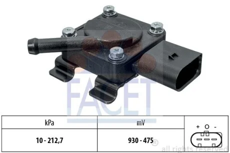 Датчик давления выхлопных газов BMW 1/3/5/7/X3/X5 2.0-4.5 d 02-> Facet FACET 10.3312