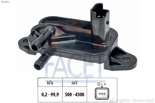 Датчик давления выхлопных газов Scudo/Peugeot 206,EXPERT 1.6D/2.0D/2.2D 99- Facet FACET 10.3316 (фото 1)