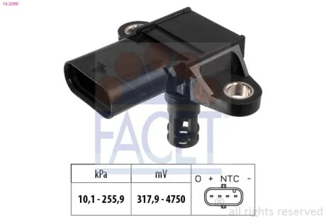Датчик давления наддува (MAP) BMW 1 (07-), 3 (06-), 5 (10-), X3 (13-), X5 (12-) FACET 103399