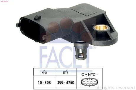 Датчик тиску вихлопних газів Suzuki Swift/SX4/Vitara 1.0/1.4i 13-> Facet FACET 10.3410