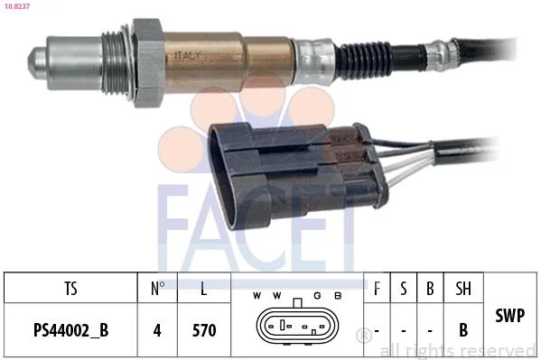 Датчик кислорода (лямбда-зонд) Fiat 500 (08-)/Opel Combo D (12-) 1.4i (10.8237) FACET 108237 (фото 1)