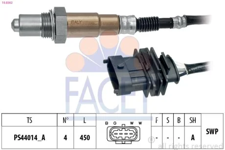 Датчик кислорода (лямбда-зонд) Chevrolet Aveo II, Cruze/Opel Astra, Vectra, Insi FACET 108362