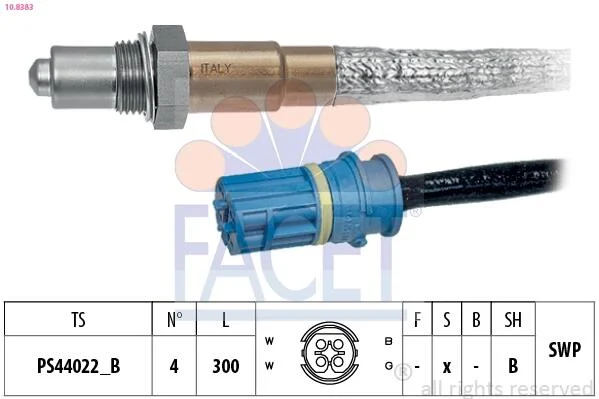 Датчик кислорода (лямбда-зонд) Smart Fortwo (03-), Roadster (03-) 0.6i, 0.7i (10 FACET 108383 (фото 1)