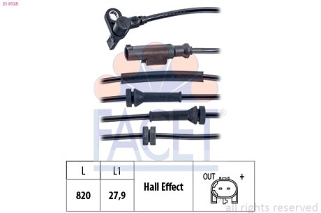 Датчик ABS Opel Corsa D, E (06-) (21.0128) FACET 210128