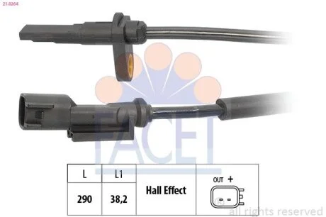 Датчик ABS передний Ford Transit (13-), Transit Custom (12-) Facet FACET 210264