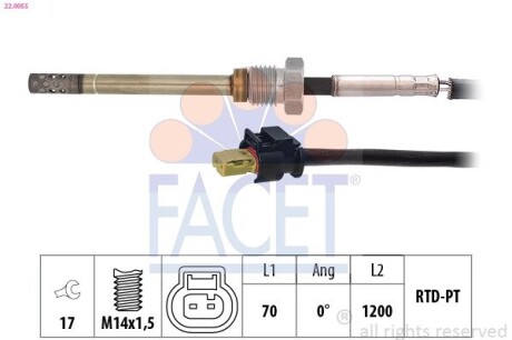 Датчик температури вихлопних газів MB Sprinter (906) 2.1D-3.2D 03- FACET 22.0055