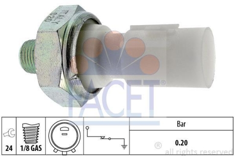 Датчик тиску оливи Hyundai i20 1.2 (12-15) FACET 7.0182 (фото 1)