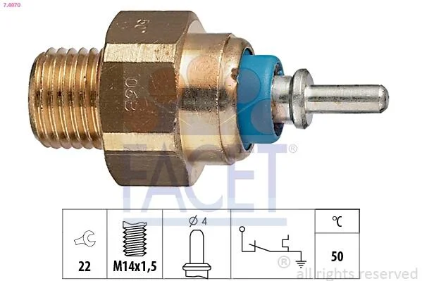 Датчик включения вентилятора Mercedes Benz W124/201/T1/T2 M102/OM602/603 (77-) Facet FACET 7.4070 (фото 1)