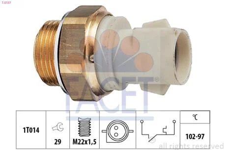 Датчик увімкнення вентилятора Ford Escort/Fiesta/Focus/Orion/Scorpio/Sierra 1.1-3.0 82-04 FACET 7.5137